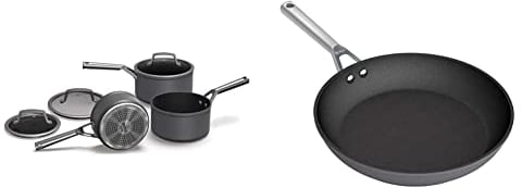 Ninja Foodi ZEROSTICK 3-Piece Pan Set, [C33000UK] Hard Anodised Aluminium, Induction Compatible & Foodi ZEROSTICK 24cm Frying Pan, [C30024UK] Hard Anodised Aluminium, Induction Compatible