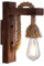 Generico UNIVERSO APPLIQUE VINTAGE COUNTRY RETRO' DA PARETE IN CORDA E LEGNO CON PORTALAMPADA PER LAMPADINE E27