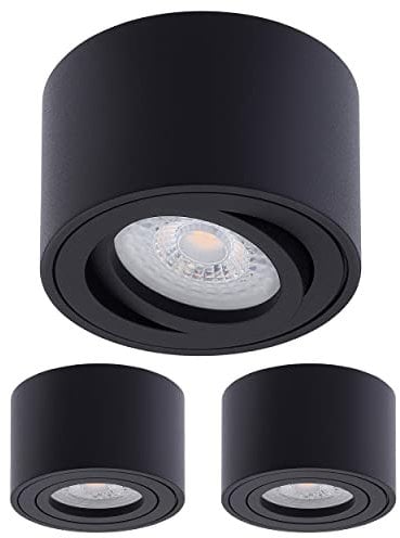 Oktaplex 3 Stück Aufbaustrahler Lile Schwarz - inkl. LED Modul 4,8W 230V 4000K Neutralweiß 80x50mm Aufputz Aufbauleuchte Aufbauspot Aluminium Schwenkbar
