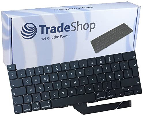 Trade-Shop Laptop Notebook Tastatur Deutsch QWERTZ Schwarz ohne Rahmen kompatibel mit Apple MacBook Pro Retina 16 2019 (A2141 - EMC 3347)