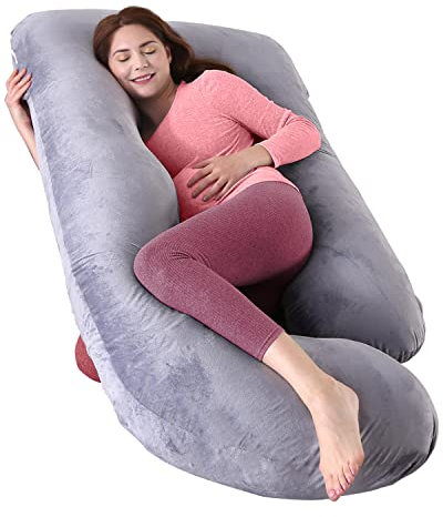 Trongle Pregnancy Pillow with Velvet Cover, 53in 100% Cotton U-Shape Maternity pillow for sleeping, Detachable &Washable Full Body Pillow for Pregnant Women with Ergonomic Design, Pregnant Gift