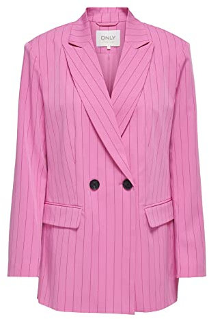 ONLY Giacca Morbida Doppio Petto, gessata. Rosa Fucsia a Righe