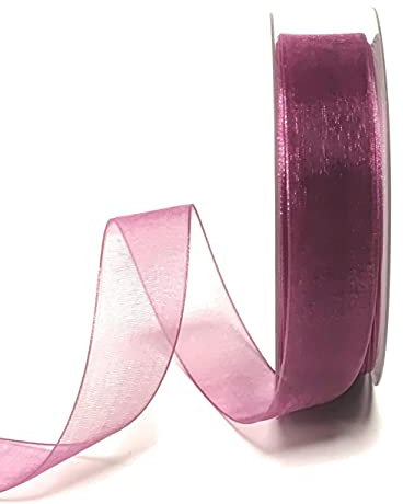 s.dekoda Schleifenband 50m x 25mm Aubergine Organza Chiffon Geschenkband Organzaband [1350-159]
