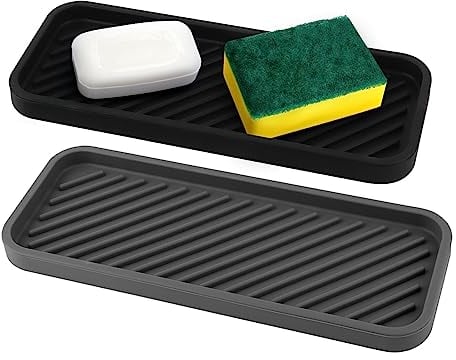 MXTIMWAN Organizadores para Fregadero de Silicona, 2 Unidades Esterilla de Goteo, 22.8 cm x 9 cm Soporte para Estropajos, Cepillos o Jabón