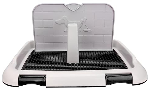 Hundetoilette Indoor-Welpentrainingstoilette Katzentöpfchenzaun Hundetoilette mit Geplantem Urinieren Töpfchen Hundetoilette Indoor-Welpentoilette mit Abnehmbarem Pfosten und Wand (Schwarz)