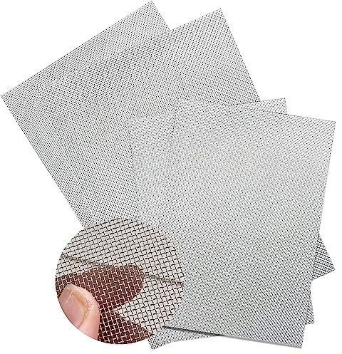 Wire Mesh Sheets, 4PCS Fine Metal Rodent Mesh Panels 20 Mesh, Stainless Steel Woven Wire Mesh, Multipurpose Mouse Rodent Insect Net for Vents Filter Window Kitchen Airbrick Garden