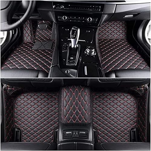 Auto FußMatten FüR Fo-rd Galaxy 2017-2022(LHD), Leder VollstäNdige Abdeckung Anti Rutsch Wasserdicht Tragen Floor Mats,Black-red