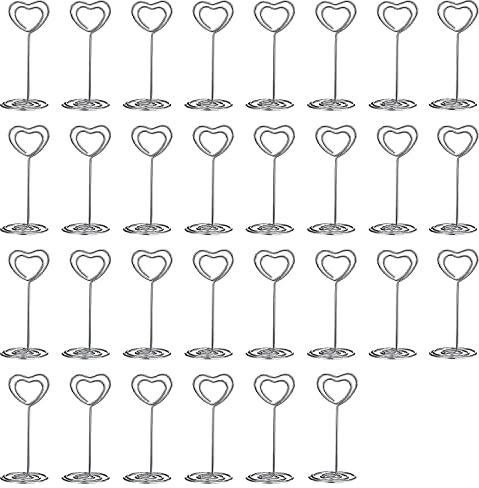 RZMZBY 30 Stück Tischkartenhalter Metall,Nachrichtenclip Tischnum, Tischnummernhalter,fotohalter mit klammern für Hochzeiten, Platzkartenhalter Memohalter für Restaurant Tisch Party (Silber)