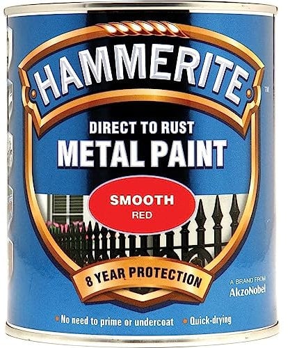 AMK® Hammerite Smooth Red Direct to Rust Paint For Metal 750ml