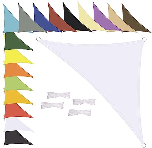 MENGH Sonnensegel Wasserdicht Dreieck, wetterbeständig, Premium Polyester, Viele Längen und Breiten Zur Auswahl inkl Befestigungsseile, 1.6x1.6x1.6m Weiß