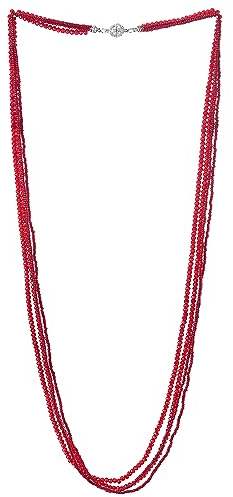 COOLSTEELANDBEYOND Rot Perlen Lange Statement Halskette Multi-Schichten Kette Mit Kristall Perlen Charme Anhänger