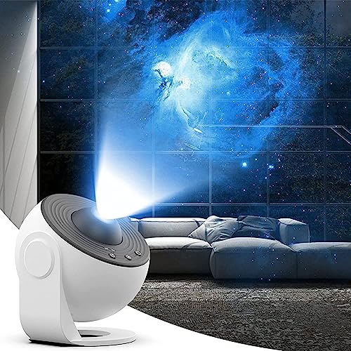 Les-Theresa Galaxy Projector Night Light, Galaxy Planetarium Sensory Lights with 12 Film Discs, 6500K HD Brightness, Auto Timer, 360° Rotation for Bedroom Decor & Kids Astronomy (White)