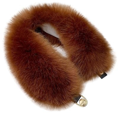 Asudaro 53 cm Fuchsfell Frauen Kunstpelz-Schal mit Knopf, Dicker Fleece & Pelzkragen, Braun