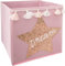 Avilia Rosa Faltbare Aufbewahrungsbox aus Polypropylen mit Pailletten und Pompons – Stil und Funktionalität für Ihr Zuhause – zusammenklappbare Aufbewahrungsbox – 29 x 29 cm, Rosa