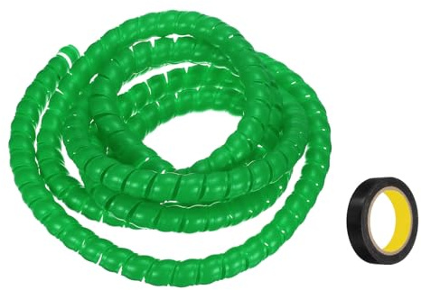 QUARKZMAN Avvolgicavo a Spirale 9,8 Piedi 20mm Manicotto di Gestione Cavi in Pp per Organizzare Cavi di Computer, Cavi di Alimentazione, Tubi Del Gas - Verde con Nastro Adesivo