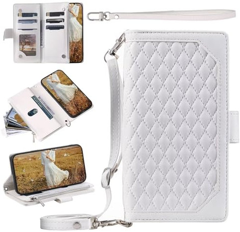 Beajew Handyhülle für LG K40 Hülle, Flip Lederhülle Tasche Case Magnet Kartenfach Schutzhülle, Premium PU-Leder Handyhülle mit Kartenfach, Standfunktion, Weiß
