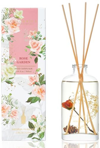 COCORRÍNA Raumduft mit Duftstäbchen, 160ml Rosengarten Reed Diffuser, Lufterfrischer für Badezimmer, Regal, Heimdekoration