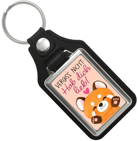 speecheese Roter Panda Schlüsselanhänger mit Kunstleder-Anhänger mit Spruch Vergiss nicht Hab dich lieb Kawaii Katze Glücksbringer Liebe Freundschaft Valentinstagsgeschenk Freundin
