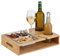 Relaxdays Couchbar, Bambus, Edelstahlschale für Snacks, Getränke-& Weinglashalter, Griffe, Couchorganizer, Natur/Silber, Edelstahl, 1 Stück