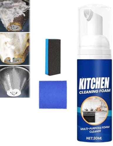 Heavy-Duty Kitchen Foaming Degreaser & Cleaner, All Round Kitchen Cleaning Foam, Multi-Purpose Cleaner Spray, All-purpose Foaming Heavy Oil Stain Cleaner for Kitchen, Bathroom, Car, 30ML (1 Set)