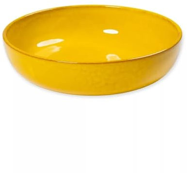 Verano Spanish Ceramics Selena Glaze Hand Dipped Medium & Large Bowls - Home Décor Kitchen Dining Room Café Restaurant Table Fruit Salad Serving Dishware - Yellow 30cm