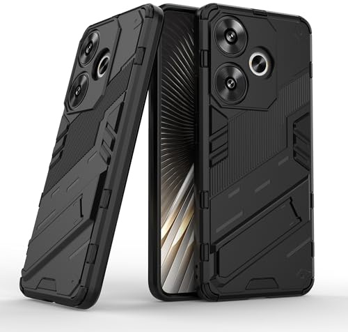 ESTH® Funda para Xiaomi Poco F6 5G/Redmi Turbo 3 Compatible con Soporte Magnético para Coche [Grado Militar Anti-caída Protección] Carcasa Parachoque PC + TPU con Soporte Invisible, Negro