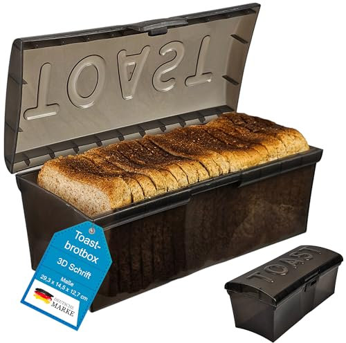 My-goodbuy24 Toastbrotbox mit Deckel Klickverschluss - Brotkasten für Toastbrot 3,5 Liter - Brotdose für Sandwichtoast - Toast Box aus transparentem Kunststoff (Grau)