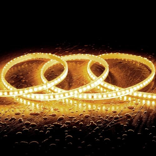 LEDKIA LIGHTING LED-Streifen Dimmbar 220V SMD Selbstgleichrichtend 120 LED/m 10W/m 1000lm/m Breite 12mm Schnitt 10cm IP65 nach Maß 2700K Warmweiß 50 m