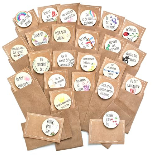 Logbuch-Verlag 24 kleine Geschenke Glückstaler mit Karte & Verpackung Motivation Affirmation Give-Aways 6,3 x 9,3 cm