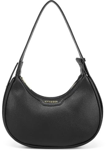 Myhozee Crossbody Moon Bag Damen Klein - Halbmond Tasche Damen PU Leder Handtasche Klein Schultertasche Hobo Bag for Women Umhängetasche mit Verstellbarem Gurt Schwarz