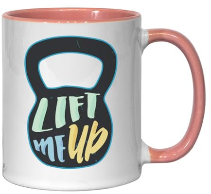 Atspauda Kettlebell Lift Me Up Workout Graphic Keramik Tee Kaffee Tasse Pink