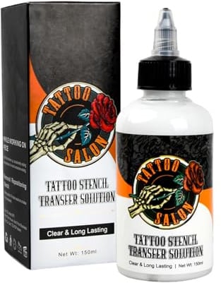 150ml Tattoo Transfer Gel, Professionelle Tattoo Transfer Creme, Vegan Tattoo Schablonen Gel für Temporäre Tattoos, Body Art und Anfänger, Klar und Langanhaltend