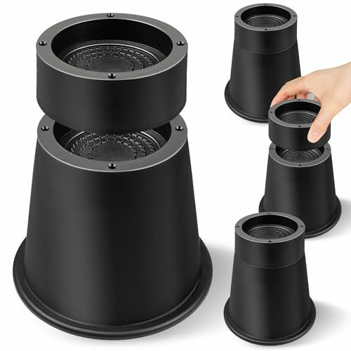 MixDora Betterhöhungen, 10,2 cm, stapelbar, robust, verstellbar, Stuhlerhöhungen für Schreibtische, Couch, Sofa, Tisch, 4 Stück, Schwarz (11,7 cm)