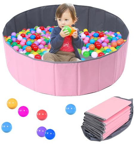 Hojalis Ball Pit, Portable Ocean Ball Pool, Round Ball Pit for Pet Cats Dogs Indoor Outdoor (Pink,100cm)
