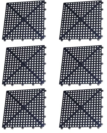 SiaBiced 6x Splicing Mats Interlocking Floor Tiles with Drainage for Bathroom Pool Area, Black