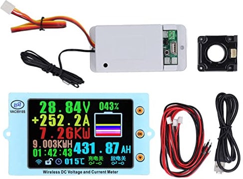 Wireless Battery Monitor, 0-500V Voltage Ammeter with Hall Sensor, Bluetooth & 485 Communication, Overvoltage/Current protections, 999KWH Capacity Meter for Solar//Car Batteries