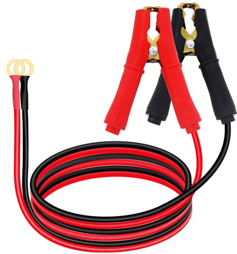 YINGAYOU Cable Pinzas para Bateria 12V24V Cable Bateria Pinza 12AWG 30A Pinzas cocodrilo para batería con Junta Tórica de 8 mm para Motos, Coches, Camiones, Barcos (2 m)