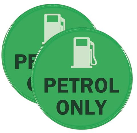 2 Pcs Petrol Sticker 2 inch Waterproof Self Adhesive Dispensing Fuel Tank Cap Labels Replacement Fuel Petrol Only Sticker of Vehicle Bus Car Taxi