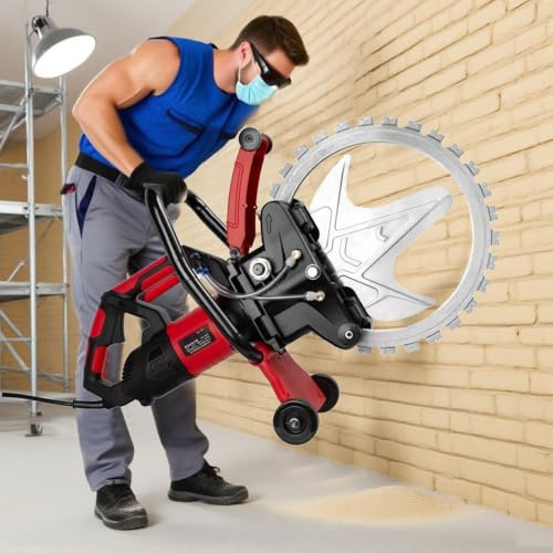 Neue Betontrennsäge, Bürsten-Gleichstrommotor mit 2*16-Zoll-Diamantblatt, Nass-/Trocken-Staubschutzschneider, 30 cm Schnitttiefe, für Renovierungsarbeiten/Straßenbauarbeiten 9500W2blades