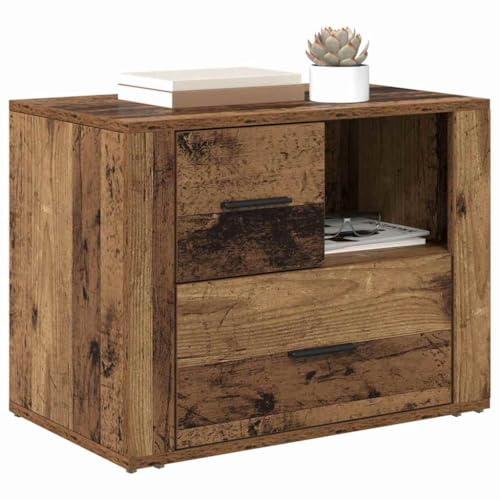 vidaXL Bedside Cabinet Old wood 60 x 36 x 45 cm Engineered wood, Modern Nightstand, Rectangular Storage Table, Compact Bedside Cabinet for Minimalist Bedroom, Elegant Design, Functional Furniture