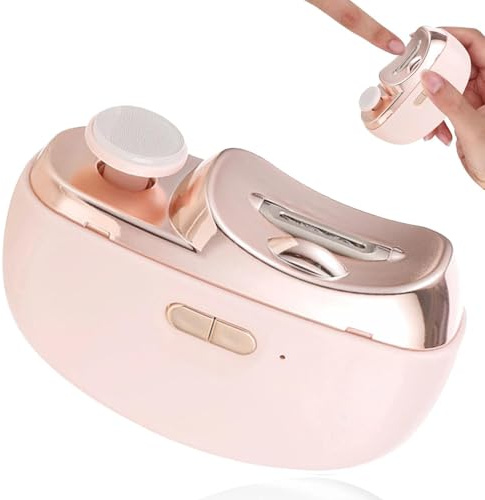 DAILIENFUS Elektrischer Nagelknipser 3-in-1 mit Polierfunktion & LED-Licht, Automatischer Nageltrimmer für Hände und Füße, Nagelfeile Elektrisch für Sichere und Trimmen PolierenNägeln (Pink)