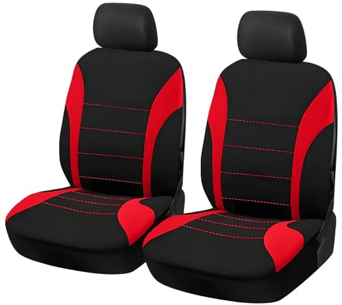 2 Stück Autositzbezüge Vordersitz,Autositzschoner,Vorne Vordersitzbezüge | Atmungsaktiv Vorderseite Autositzabdeckungen,Sitzbezug Auto Vordersitze,Universell Schonbezüge für Autositze (Rot)