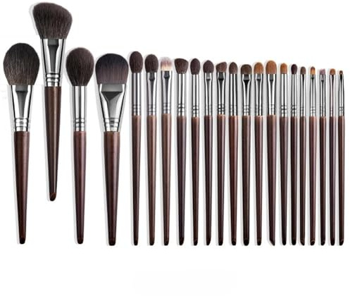 Lot de pinceaux de maquillage en poils de chèvre naturels, pour fard à paupières, fond de teint, blush, pour usage professionnel et personnel (XQ3-24ZW)