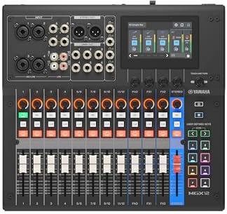 YAMAHA MGX12 Digitaler Audio-Mixer mit Touch-LCD, Bluetooth, Schwarz | Kompakter Audio-Mixer mit Dual-USB, microSD-Mehrspuraufnahme und intelligenten Audio-Tools