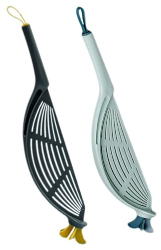 HOMSFOU 2pcs Kitchen Rice Strainer Spoon Set with Fine Drainage Holes Food-Grade Plastic Rice Washing Colanders for Household Use Suitable for Washing and Vegetables Random Color