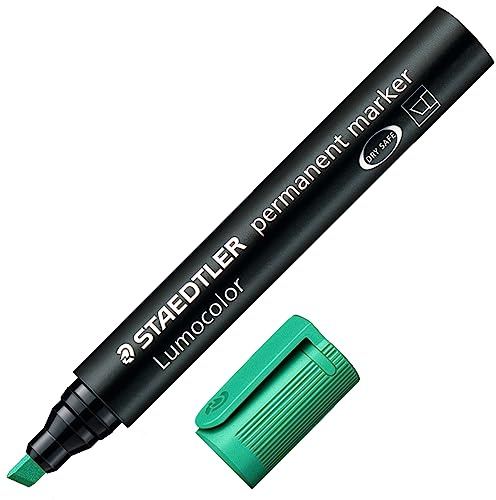 STAEDTLER 350-5 Lumocolor Marker permanent Keilspitze, 2 oder 5 mm, 10 Stück, grün