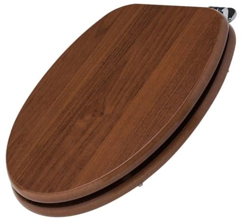 Schläfer 4637173 | Tavoletta Wc Copriwater Universale, Sedile Wc in Legno, Tavoletta Water Weser Forma Ovale, Cerniere Regolabili in Metallo, Colore Noce
