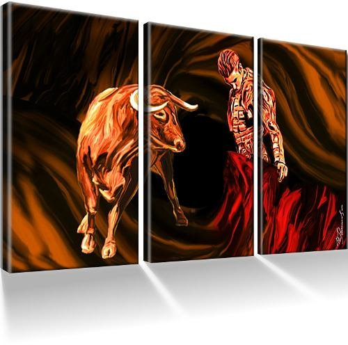 Stier/Corrida Bilder auf Leinwand mit Keilrahmen ! XXL Bilder/Tiere/Wandbilder/Kunstdruck/Leinwandbild/Fertig gerahmt !