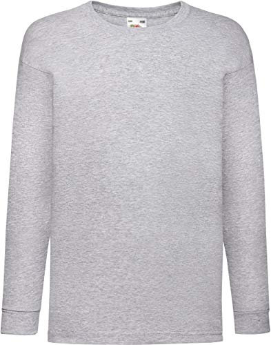 Fruit Of The Loom Kids Childrens Long Sleeve Valueweight T-Shirt Heather Grey 5-6 Years