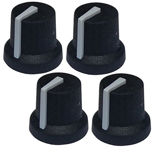 Aerzetix 4 Potentiometer Knöpfe für geriffelten Achse 6mm Ø16.8x14.5mm schwarz / grau Gummi und Kunststoff